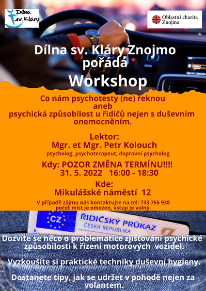WORKSHOP 31.5 - změna termínu